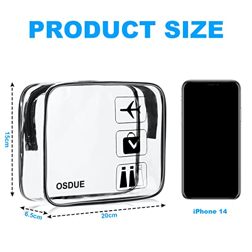 OSDUE 2 Stück Kulturbeutel Transparent, Flugzeug PVC Kosmetiktasche Wasserdicht, Handgepäck-Reisezubehör, Kulturtaschen für Männer, Frauen, Kinder, Familie (Schwarz)