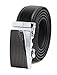 Mens Genuine Leather Dress Belt - Automatic Sliding Buckle Ratchet Adjustable Track Belt, Platinum Hanger