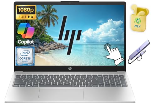 HP 15.6' FHD Touchscreen Business Laptop Computer, Intel 10-Core i5 Processor, 16GB RAM 512GB Storage (256GB SSD+256GB Docking Set), Windows 11, Numeric Keypad, NLY Earphones, Natural Silver