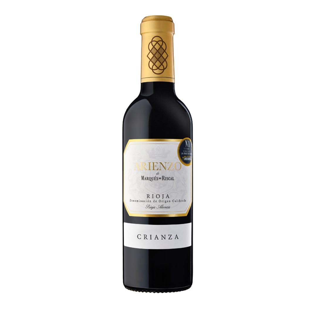 Arienzo de Marqués de Riscal - Vino tinto Crianza Denominación de Origen Calificada Rioja, Variedad Tempranillo, 18 meses en barrica - Caja 12 botellas pequeñas x 375 ml - Total 4500 ml