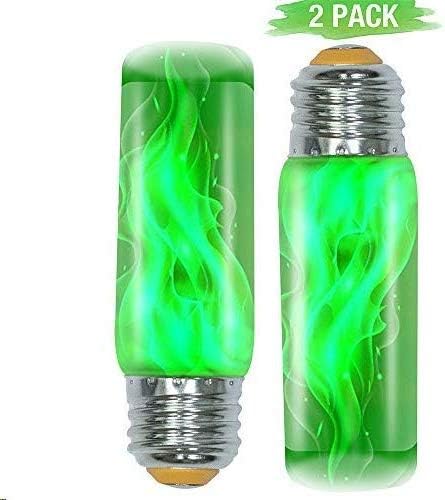 OMK Sunlight Forest - Green LED Christmas Flame Light Bulb Decorations - E26 E27 4 Modes with Upside Down Effect Simulated Atmosphere Lighting for Indoor Outdoor Holiday Party Gifts