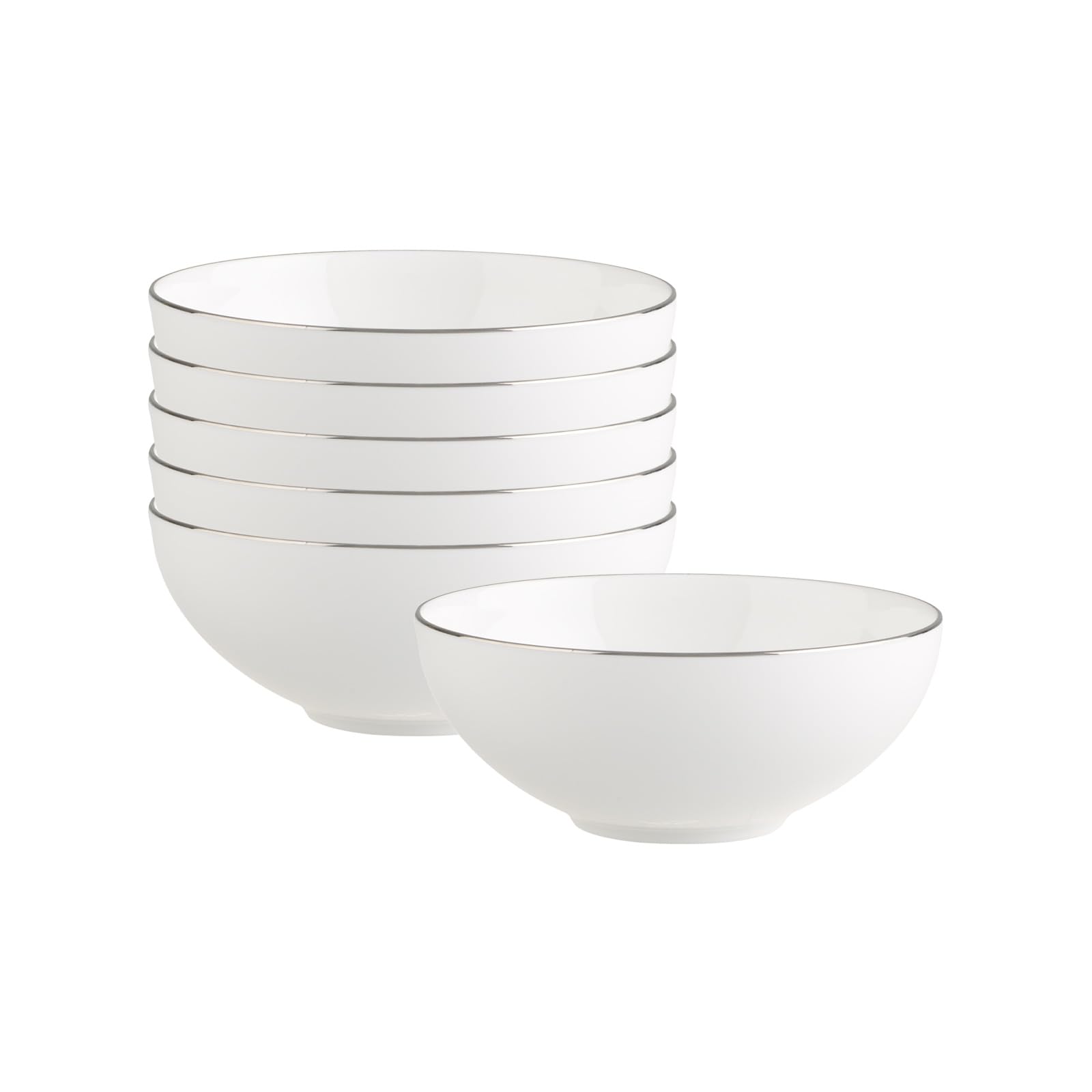 Villeroy & Boch Anmut Platinum No. 1 - Set di 6 ciotole da dessert, 13 cm, eleganti ciotole con bordo in platino, colore: Bianco/Platino