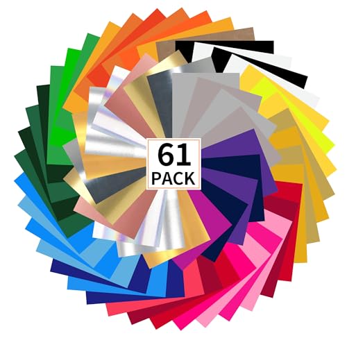 FUNKAKA HTV Heat Transfer Vinyl Bundle, 62 Pack 12' x 10' Sheets HTV...