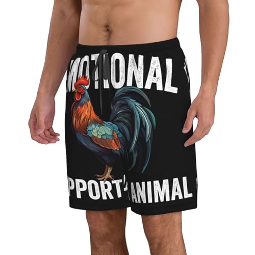 Emotional-Support Animal Funny Chicken Men's Beach Shorts Swim Trunks3