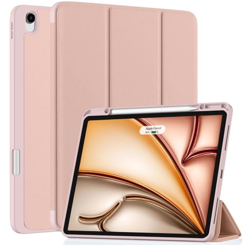 Maledan 対応iPad Air 13インチ ケース M3 2025新型 - アップル Pro/Pencilの磁気充電と収納対応 三つ折りスタンド 薄型 軽薄 衝撃吸収 柔軟 ロースピック