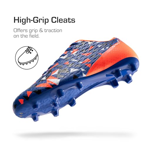 DREAM PAIRS Men's Soccer Cleats Adult Football Shoes Lace-Up Firm Groud Athletic Outdoor Trainning Soccer Shoes,Size 7.5,Orange/Royal Blue,SDSO26001M