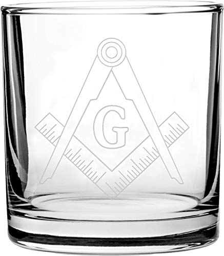 Mason Masons Masonic Live Better Logo Symbols - 3D Laser Engraved Scotch Whiskey Glass 10.5 oz