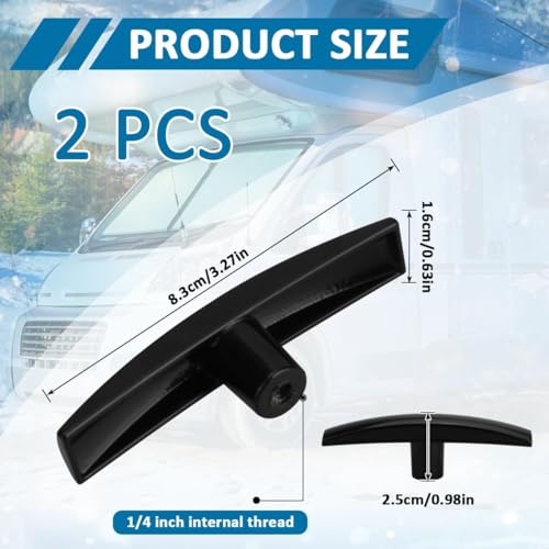 Image of 3-Pack Universal Metal RV Waste Valve Handle Replacement Black | Pull handles for RV sewer dump valves, water tank drain and waste gate, RV dump T-handle, Fits 1 1 /2 inch and 3 inch gate