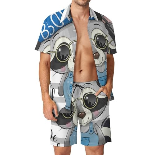 Chemise Hawaïenne Raton Laveur vêtement plage homme short léger pantalon