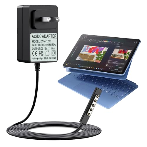 Power Supply AC Adapter Charger Replacement for Microsoft Surface 2, Surface RT, Surface Pro 1 & Pro 2 1512 1513 1516 1572 1601 i5 i7 Window Charger Power Cord 43W 12V 3.6A, 2026 Upgraded