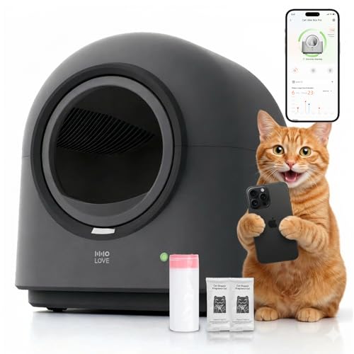 HHOLOVE Self-Cleaning Litter Box (60L, Rake, App-Tracked Health)