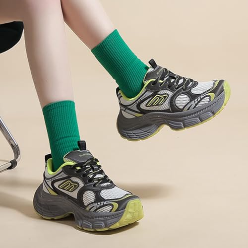 Women's Breathable Dad Shoes Spring Autumn Mesh Thick-Soled White Sneakers Casual Trainers Fashion Lace-up Sports Shoes3