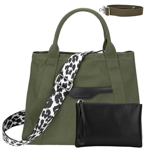 Tote Bag for Women Canvas Zip Top Handle Women's Handbag Multi Pockets Travel Crossbody Shoulder Bag One Size B1-army-m