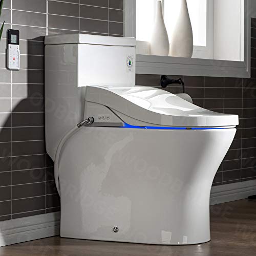 WOODBRIDGE One Piece 1.1GPF/1.6 GPF Dual Flush Elongated Toilet with Advance Smart Bidet Toilet in White -  T-0022