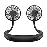 Ventilador de cuello portátil, manos libres, personal, para colgar, ventilador deportivo recargable por USB (3 velocidades ajustables), ventilador de cabeza de refrigeración portátil, rotación libre
