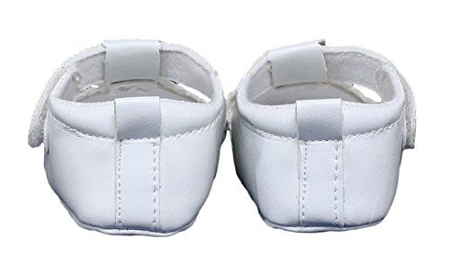 Baby Girls All White Faux Leather Mary Jane Crib Shoe with Perforation Accents4