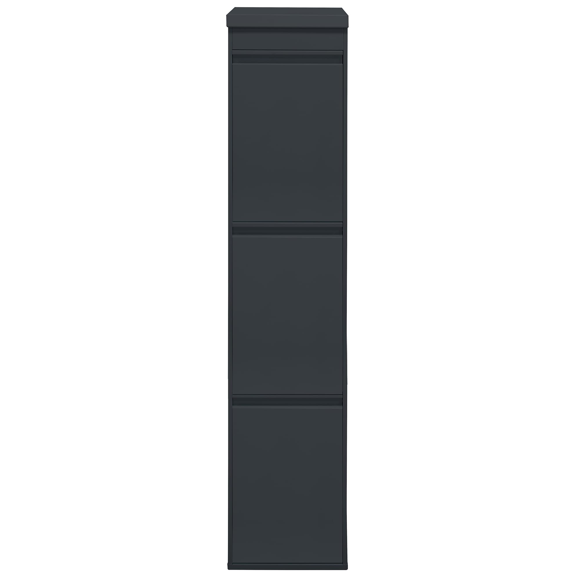 ARREGUI Top CR324-B Poubelle de recyclage en acier, poubelle de tri sélectif, 3 seaux, avec plateau supérieur multifonction, 3 x 17 L (51 L), anthracite 140,5x30,5x24,5cm