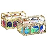 VILLFUL 2セット カラフルでリアルなアクリル宝 向け 人工クリスタルトレジャーチェスト付き プール遊びや誕生日パーティーに