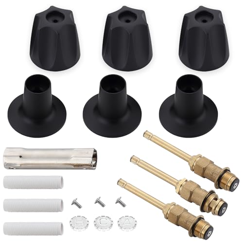 Kit de remodelación y reconstrucción para grifería de bañera y ducha de 3 mangos 39619 para grifos Price Pfister Verve, mangos tipo perilla 12H-2H, 12H-2C, 12H-18D (acabado negro) miniatura 1