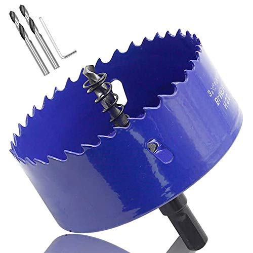 Image of Luomorgo 3.5 inch 90mm Hole Saw, 1 1 /4 inch Cutting Depth | HSS Bi-Metal, Hex Shank Drill Bit Adapter, For Wood Cornhole Boards Plastic Drywall Fiberboard