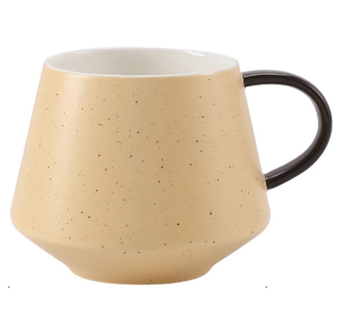 Filiżanek do Herbaty Kubki Zestaw Filiżanek I Spodków Do Kawy Z Łyżeczką Ceramiczny Kubek Do Kawy Porcelanowy Zestaw Do Herbaty Z Drewnianą Pokrywką Mleka(Yellow)
