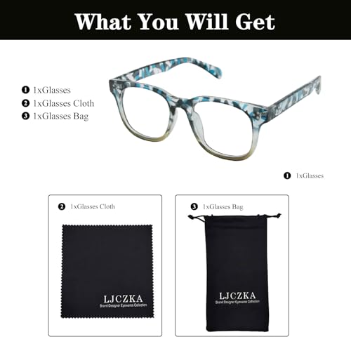 Image of LJCZKA Blue Light Blocking Glasses for Women Men Retro Square Frame Computer Gaming Glasses Anti Eyestrain Eyeglasses