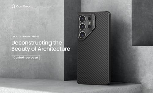 Image of Nillkin Case for Samsung Galaxy S25 Ultra (6.8 inch Inch) Carbo Prop Lens + Stand 360 Protect Magnetic Mag Safe Version Aramid Fibre + TPU Soft Edge 360 Protect Black Color