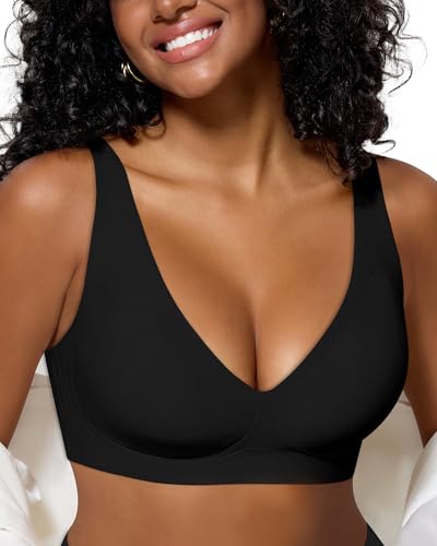 Bras for Women Deep V Seamless Wireless Support Lift No Underwire Plunge Bralettes Full Coverage Push Up Bra