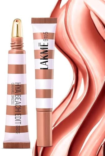 Lakme 9to5 Hya Beach Edit Lip Gloss Stain - 3 Caramel Drizzle, Long Lasting Stain, For Soft and Nourished Lips, with Linoleic Acid & Hyaluronic Acid, SPF 15, Non-Sticky and Lightweight, 10 ml