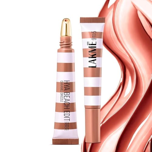 Image of Lakme 9to5 Hya Beach Edit Lip Gloss Stain - 3 Caramel Drizzle, Long Lasting Stain, For Soft and Nourished Lips, with Linoleic Acid & Hyaluronic Acid, SPF 15, Non-Sticky and Lightweight, 10 ml