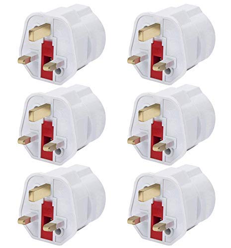 LILMACC® EU to UK Adapter, [ 6 Pack] Europe to UK Power Travel Adapter EU to UK Plug Adaptor 2 Pin France, Germany, Spain and More to 3 Pin UK GB European to UK Adapter- (White)