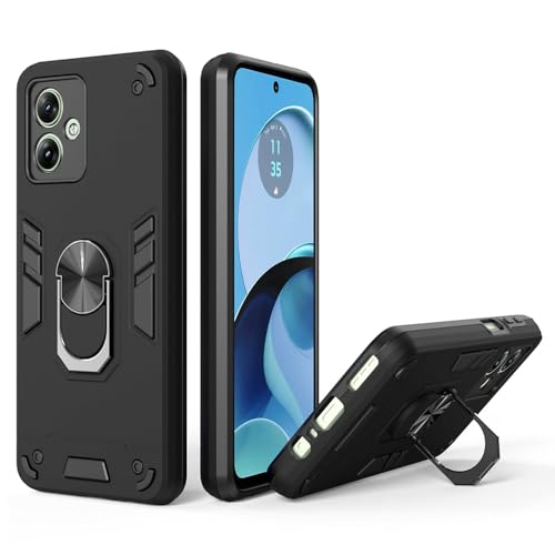 Image of amazon basics Kickstand Mobile Cover (360 Rotating Ring Holder) for Motorola Moto G14 4G (Black)