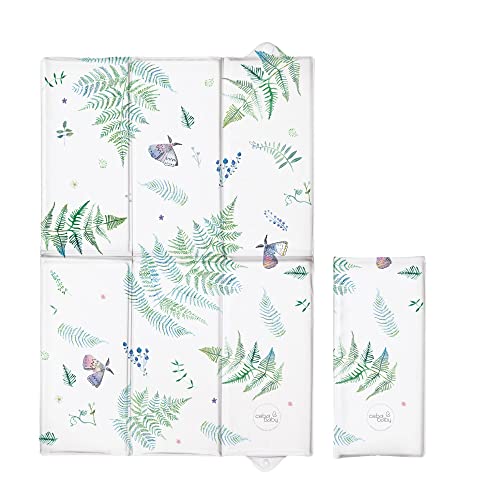 Cambiador de pañales de viaje unisex con cierre de popper – 40 cm x 60 cm (abierto) – mariposa y helecho