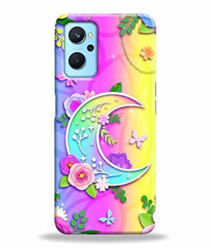 Image of Dugvio Printed Colorful Hard Back Case Cover & Compatible for Realme 9i / RMX3491 | Moon Art Chand Rangoli Art (Multicolor) - D503