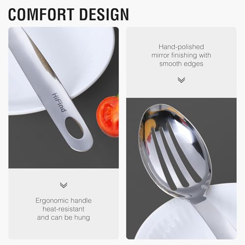 Stainless Steel Cooking Utensils Set, HIFIND 7PCS Kitchen Utensils Set, Durable Kitchen Utensils - Meat Fork, Solid Serving Spoon, Ladle, Pasta Fork, Skimmer, Slotted Serving Spoon, Slotted Spatula - Image 5
