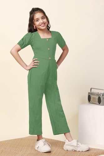 Image of Fashion Dream Girl's Ankle Length Solid Jumpsuit