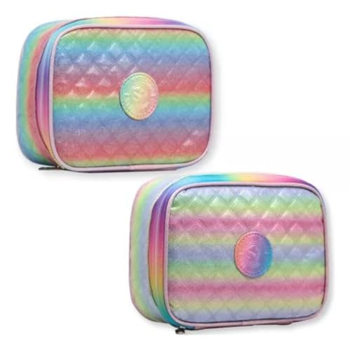 Estojo Escolar Box Fashion Arco Iris Glitter Organizador Porta Lápis 100 Pens - Yepp
