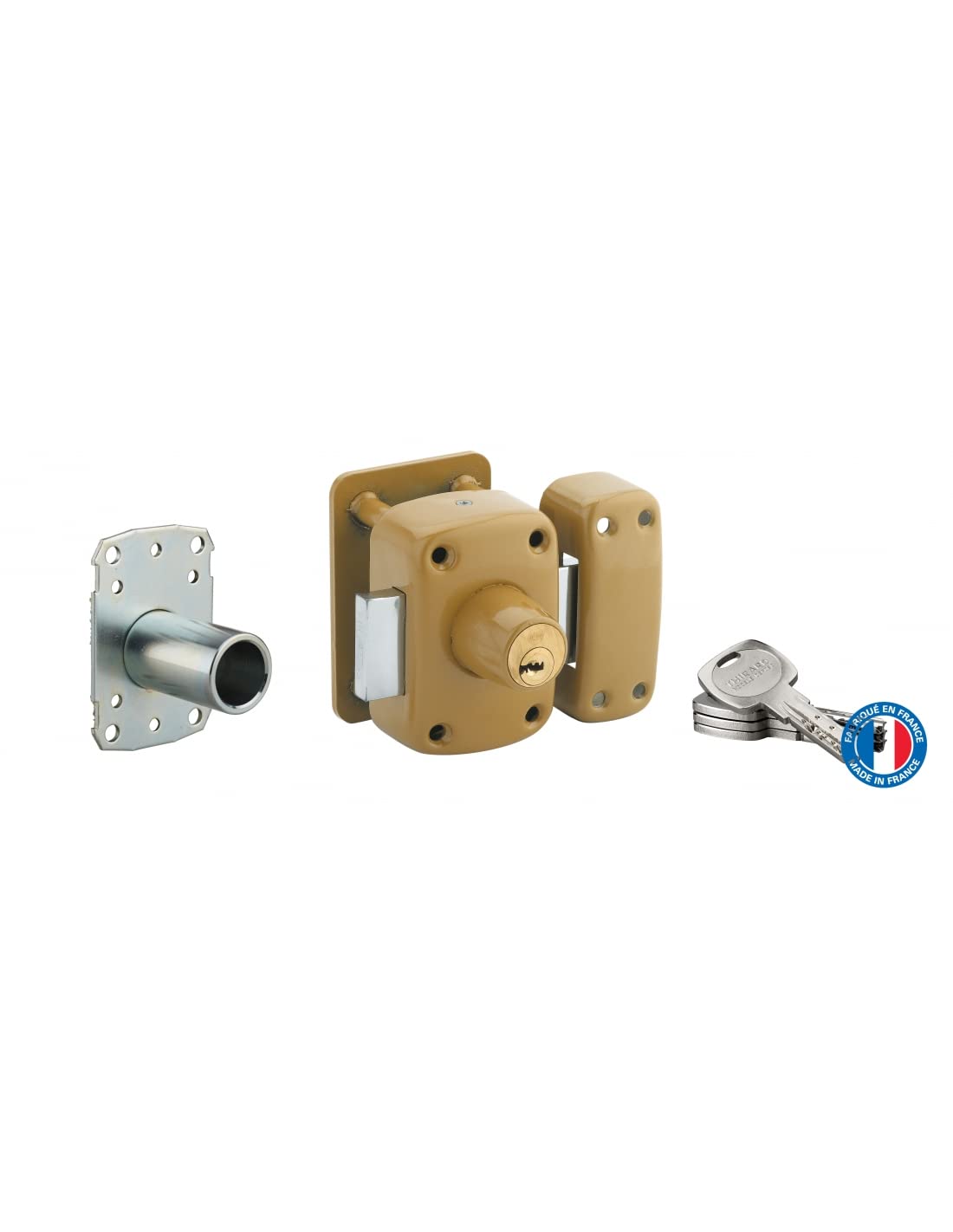 THIRARD Verrou à Double Entrée Acier Cylindre 40 mm Verni