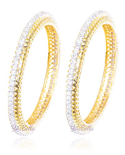 YouBella Jewellery Traditional Gold Plated American Diamond Bracelet Bangles Jewellery for Girls and Women (B07HNNDQG2) Amazon Price History, Amazon Price Tracker