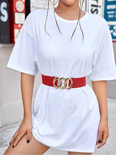 YOU&M Women's Elastic Gold-Chain Buckle Wide Stretch Waist Belts for Dresses4