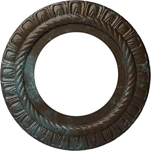 Image of Ekena Millwork CM10CLBBS 10 5 /8 inchOD X 5 3 /4 inchID X 1 /2 inchP Claremont Ceiling Medallion Fits Canopies Up to 7 inch, Bronze Blue Patina