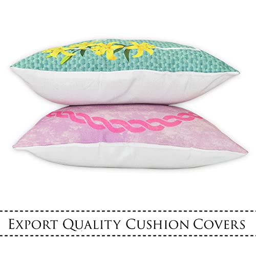 Image of ohello Designer Printed Holland Velvet Throw Pillow Covers 16 inch x 16 inch or 40 x 40 cm Set of 2 - Designer Square Pillow Covers /Cushion Covers for Bed, Sofa,Chair, Bed & Living Area | 0010