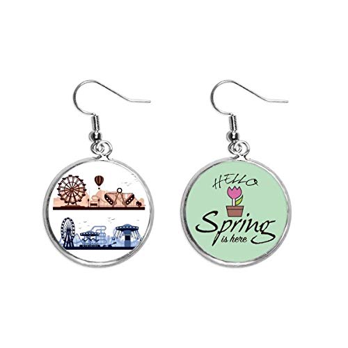 Pendientes de primavera estilo joyas colgantes silueta parque de atracciones
