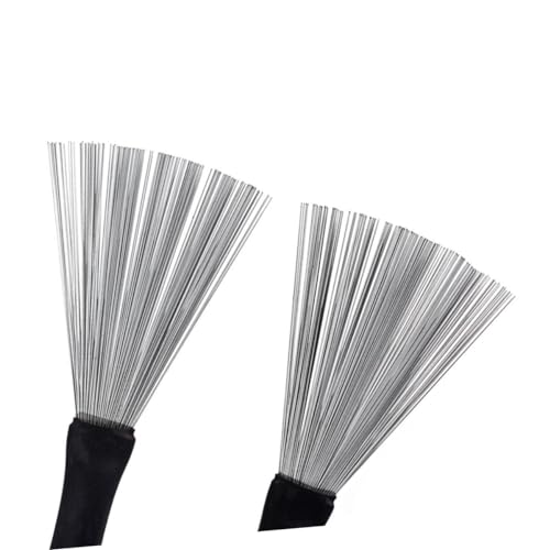 Baquetas y cepillos para batería SHOWERORO, 2 piezas, doble cabeza, alambre de acero, para principiantes y jazz miniatura 1