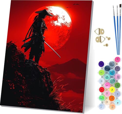 戦士 数字油絵 DIY Paint by Numbers for Adults 日没 手作りキット子供初心者 塗り絵 数字 キット ブラシとアクリル絵の具が入 ペイントバイナンバー 大人のクラフトアクティビテ ホーム オフィス装飾 女性へのギフト 80x1
