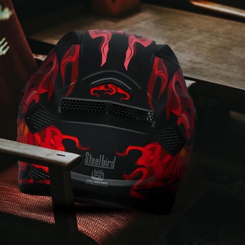 Image of Steelbird SBH-25 Rudra Agni ISI Certified Full Face Graphic Helmet for Men