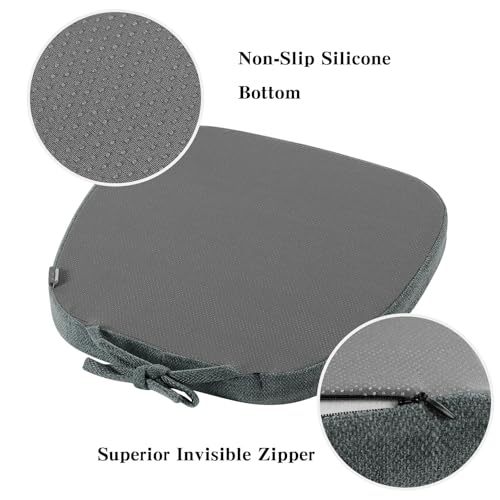 Image of baibu 14x14 Memory Foam Metal Chair Cushions Set of 4, Dual-Layer Design Non-Slip Metal Dining Chair Pads Kitchen Seat Cushion with Machine Washable Cover, 4 Counts, Dark Grey