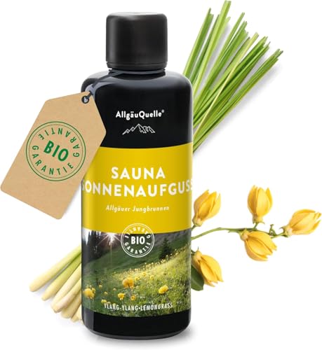 AllgäuQuelle® Saunaduft Aufguss mit [100% Bio Öle] verschiedene Düfte - Das Saunaöl Konzentrat für echte Sauna Fans (100 ml (1er Pack), Sonnenaufguss)
