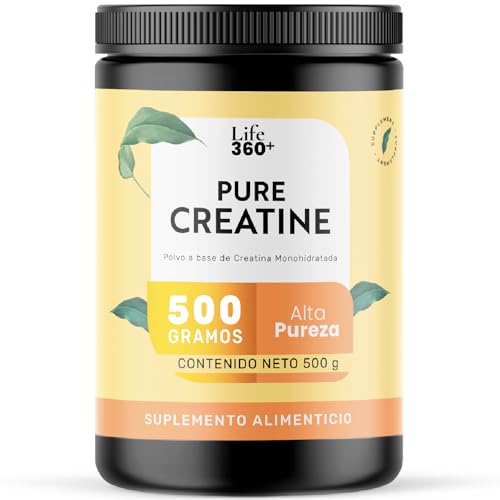 Creatinas, LIFE 360+ Pure Creatine | 500 Gramos | Suplemento en polvo a Base de Creatina Monohidratada | Suplemento Alimenticio | Pure Creatine Monohydrate | Scoop...