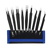 9 Pièces Pince Brucelles de Précision ESD, Pince Modelisme Inclus Étui Acier Inoxydable Pi...